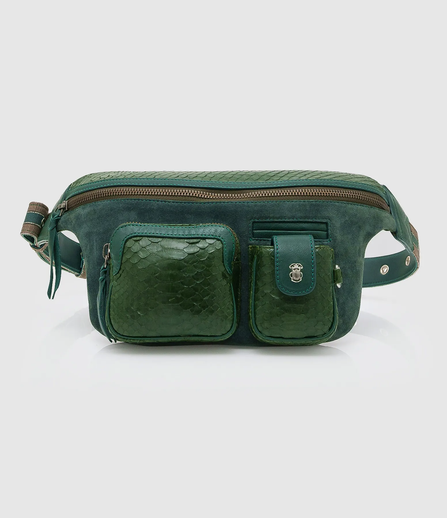 CLARIS VIROT Partager  Sac Banane Roméo Python Vert Bronze  