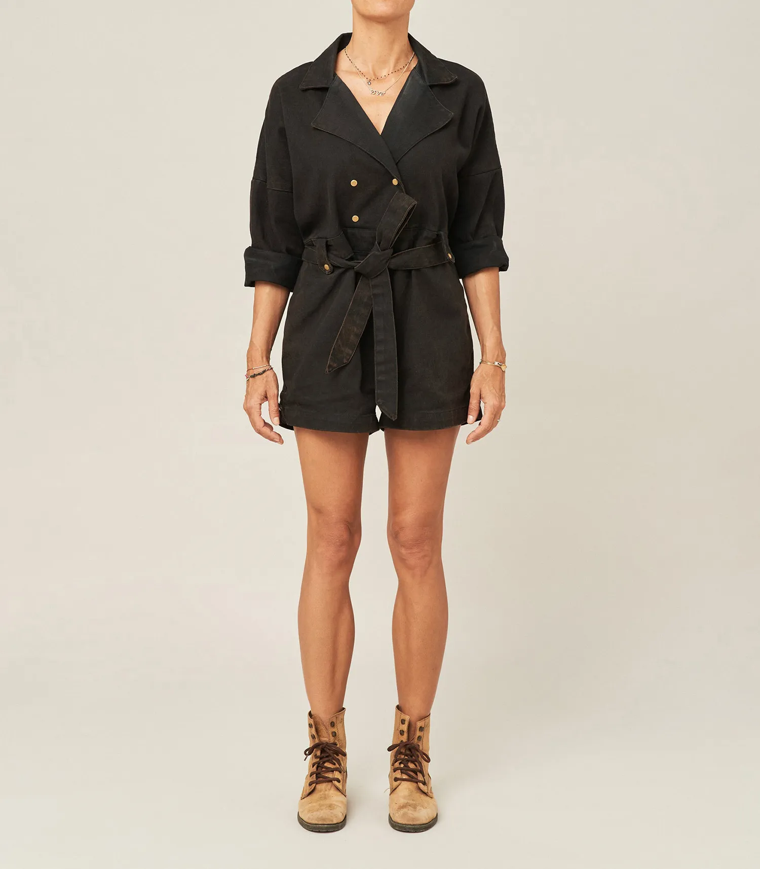 Combishort Trench Coat Noire Maison Saint Julien - Jane de Boy