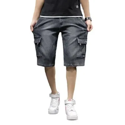 Denim short homme baggy cargo