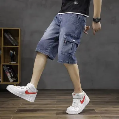 Denim short homme baggy cargo