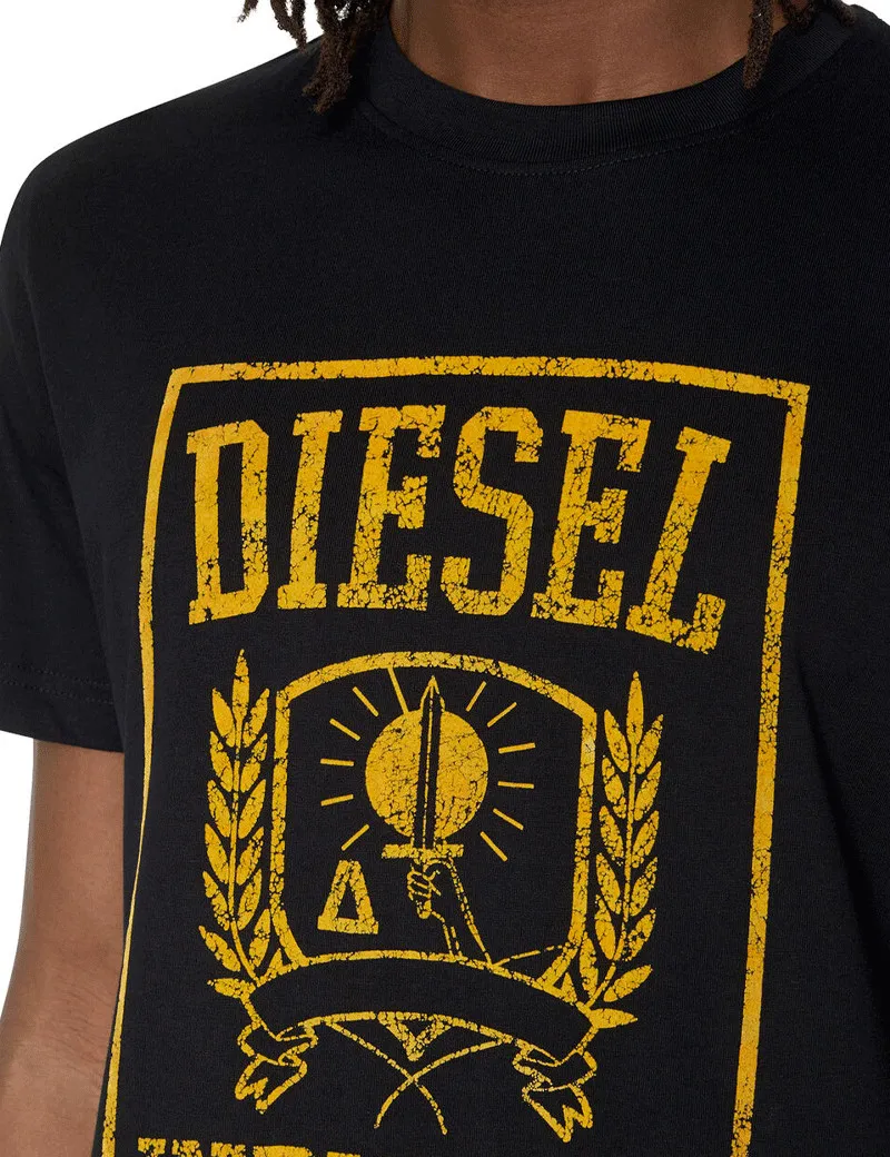 Diesel - T-Shirt Homme Diegor Imprimé Usé Noir