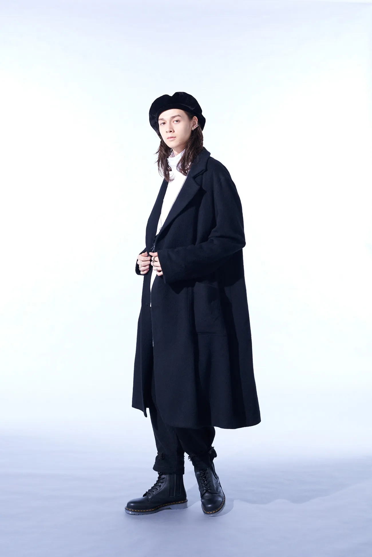 ECO WOOL BEAVER DOUBLE-BREASTED SNAP BUTTON LONG COAT