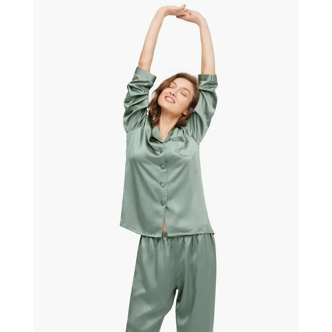 Ensemble De Pyjama En Soie  vert foncé | 3 Suisses