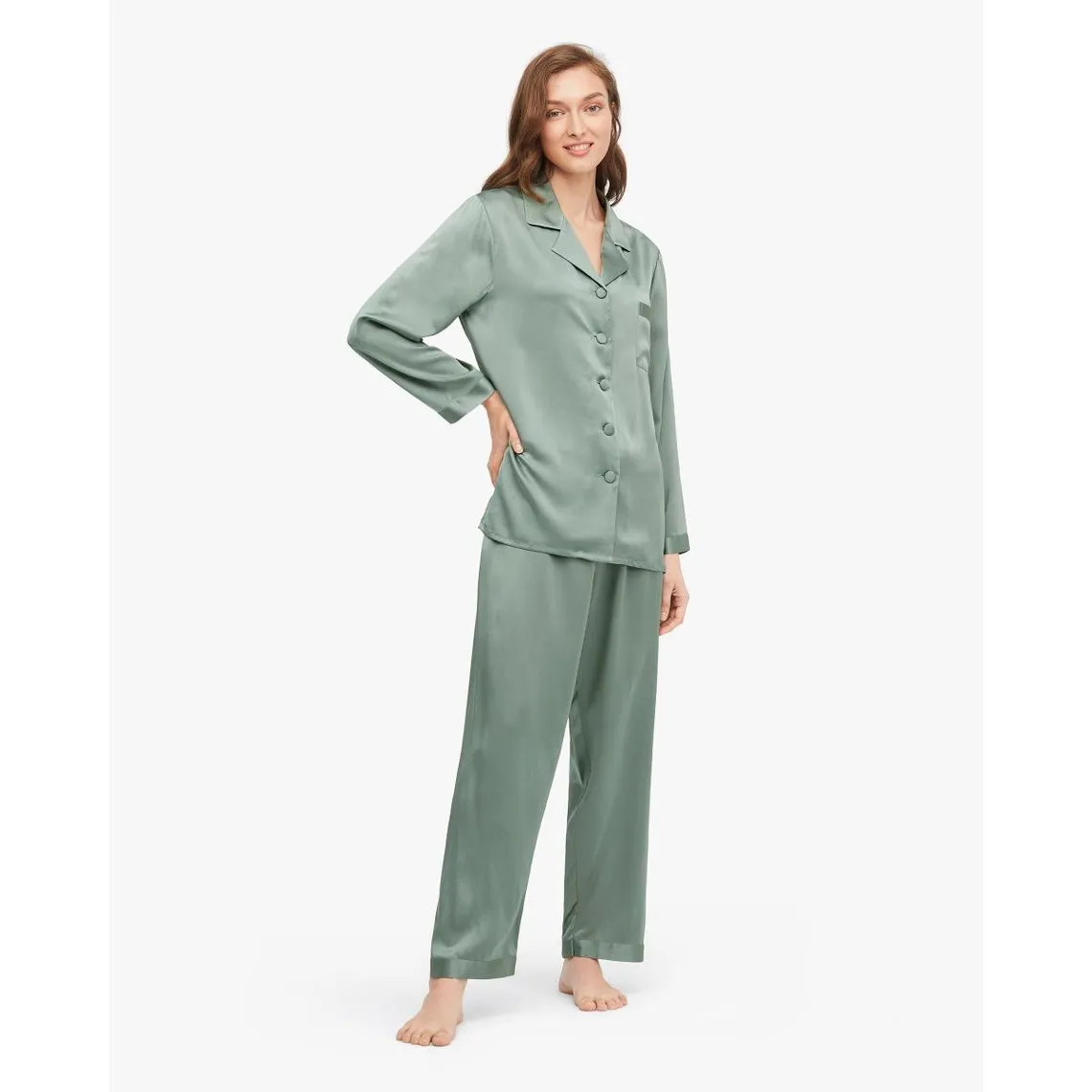 Ensemble De Pyjama En Soie  vert foncé | 3 Suisses