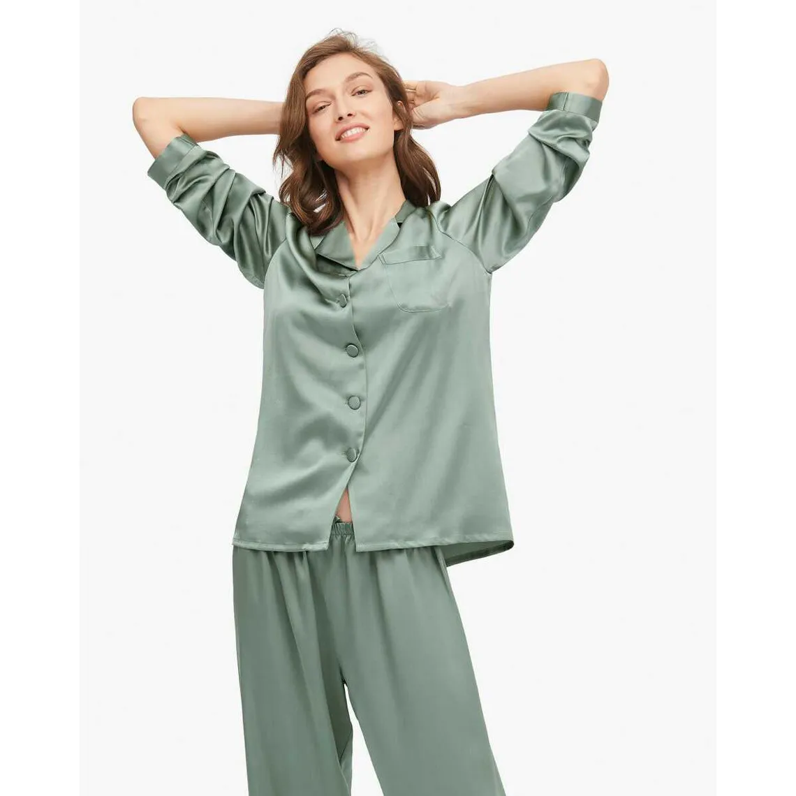 Ensemble De Pyjama En Soie  vert foncé | 3 Suisses