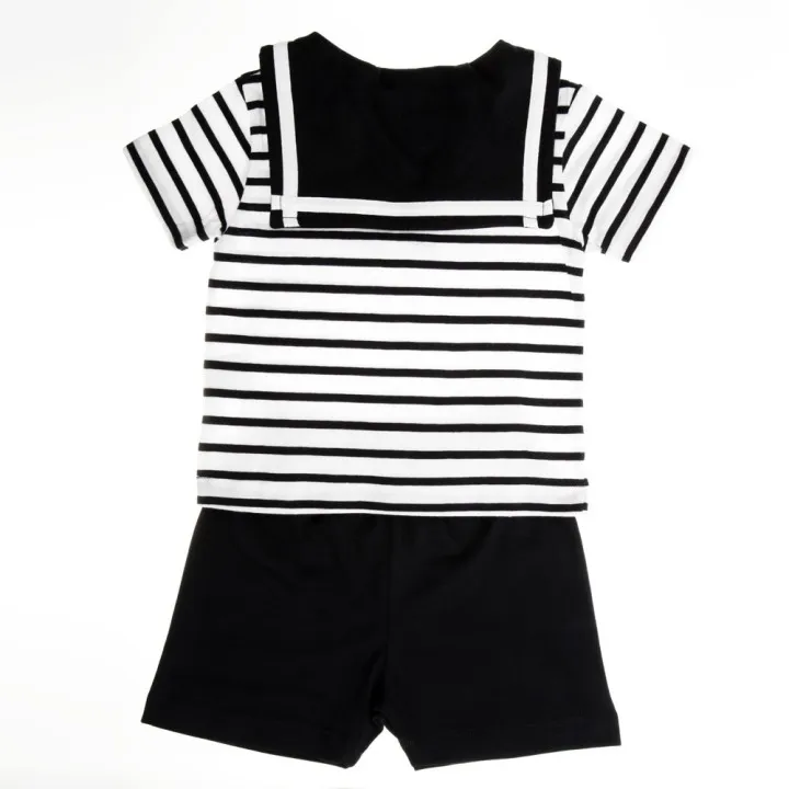 Ensemble short et t-shirt marin enfant ETRETAT Petits cœurs à la mer