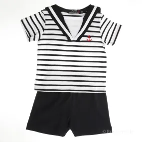 Ensemble short et t-shirt marin enfant ETRETAT Petits cœurs à la mer