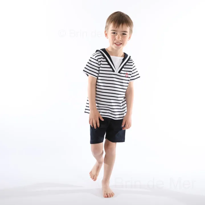 Ensemble short et t-shirt marin enfant ETRETAT Petits cœurs à la mer