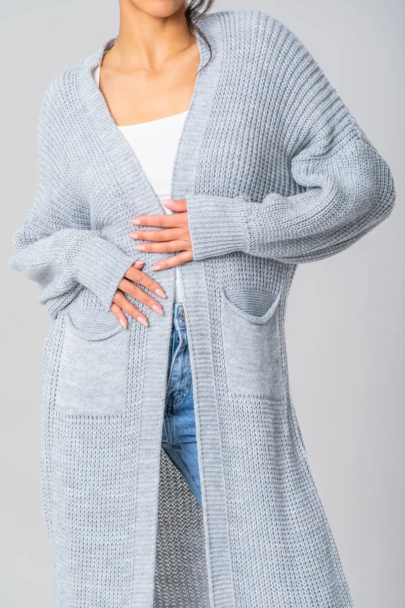 Gilet en maille long gris