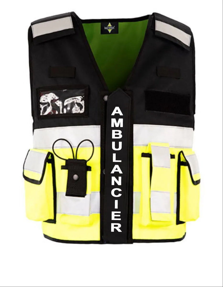 Gilet intervention tactique - AMBULANCIER - jaune fluo et noir 