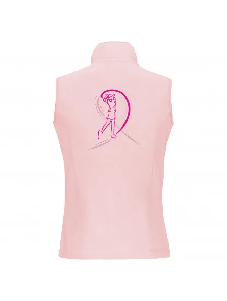 Gilet sans manches micropolaire Golfeuse Ruban Rose pour femme