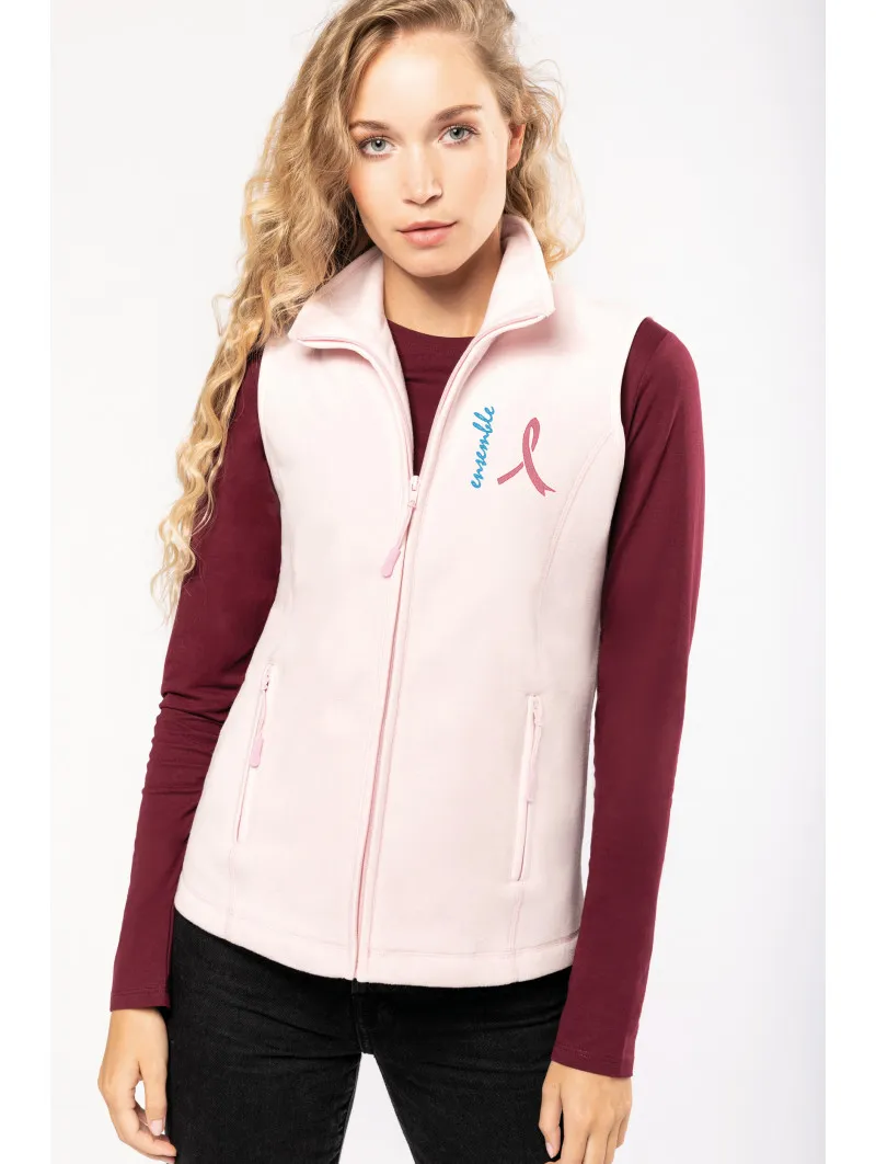 Gilet sans manches micropolaire Golfeuse Ruban Rose pour femme