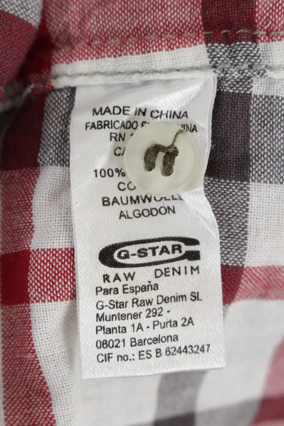 Gstar Chemise à manches courtes motif à carreaux style décontracté