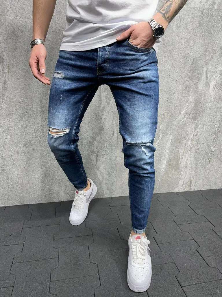 jean slim homme destroy bleu | Mode urbaine | 2Y PREMIUM