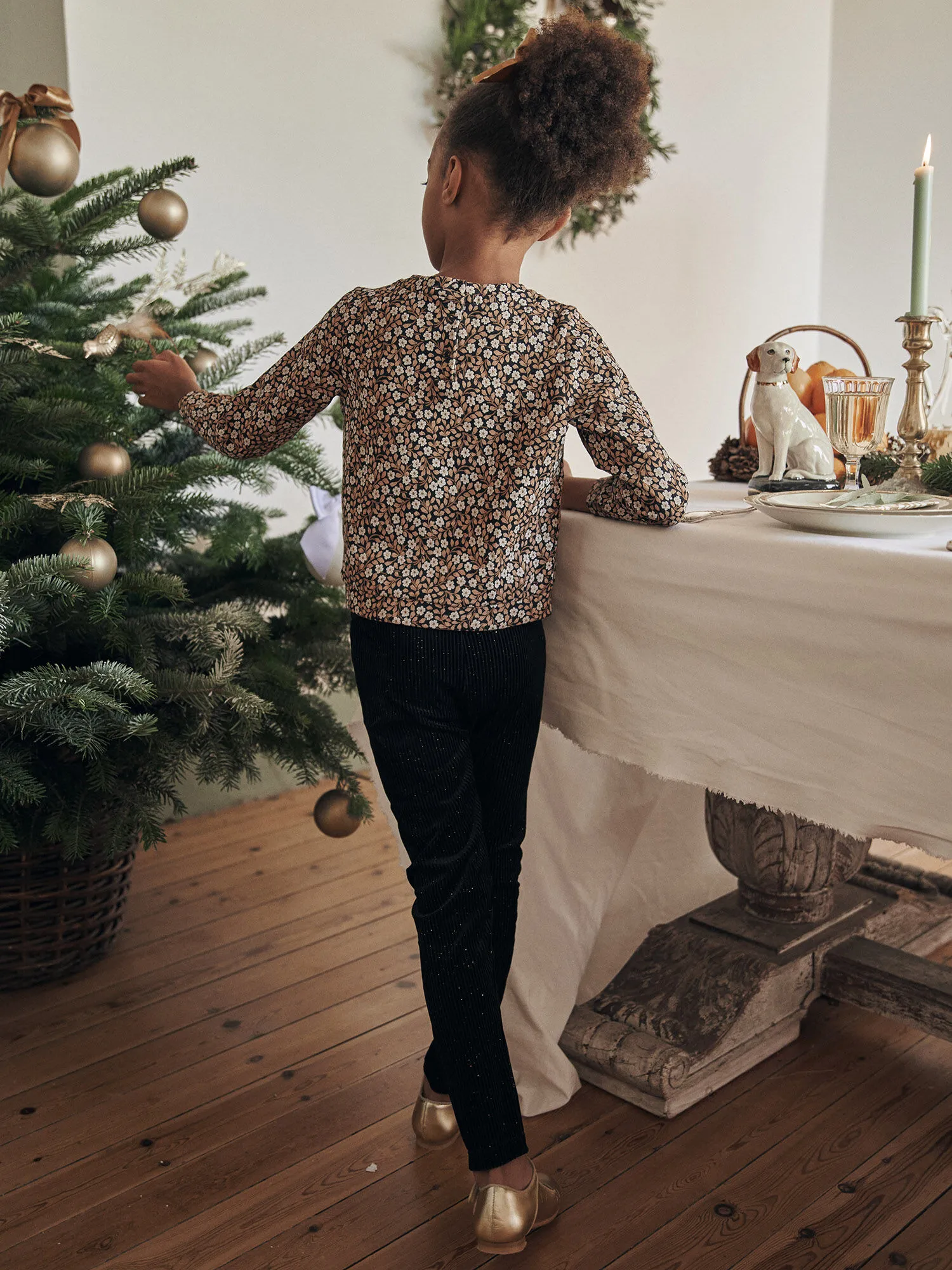 Legging noir en velours à paillettes