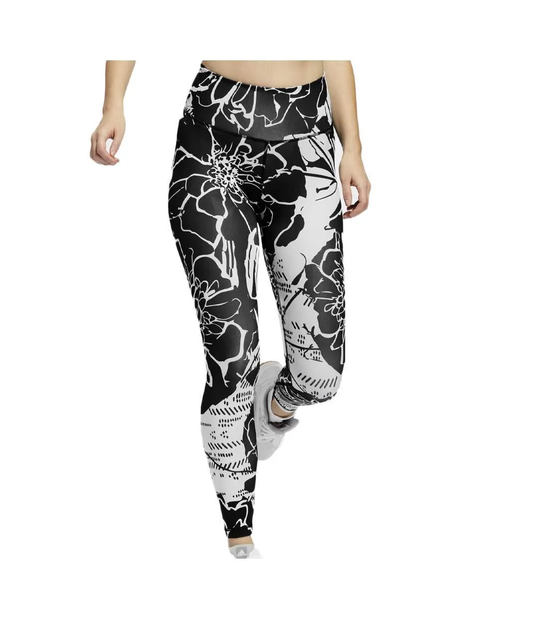 Legging Noir/Blanc Femme Adidas Flower