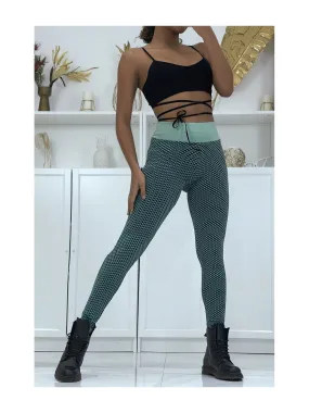 Legging push-up vert avec motif