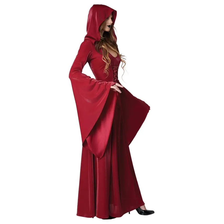 Longue robe rouge médiévale unie pour adulte