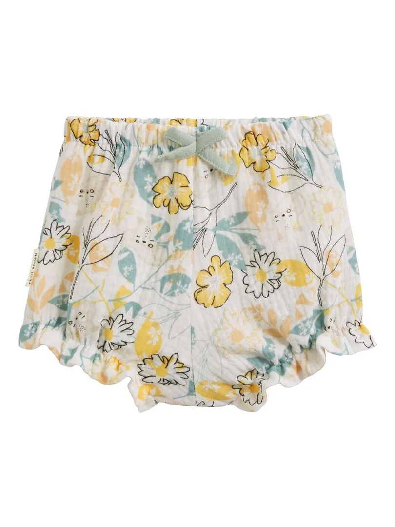 Lot de 2 bloomers bébé en gaze de coton Capucine - Ecru