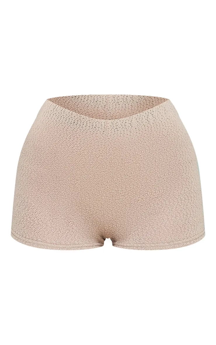 Mini short côtelé texturé taupe