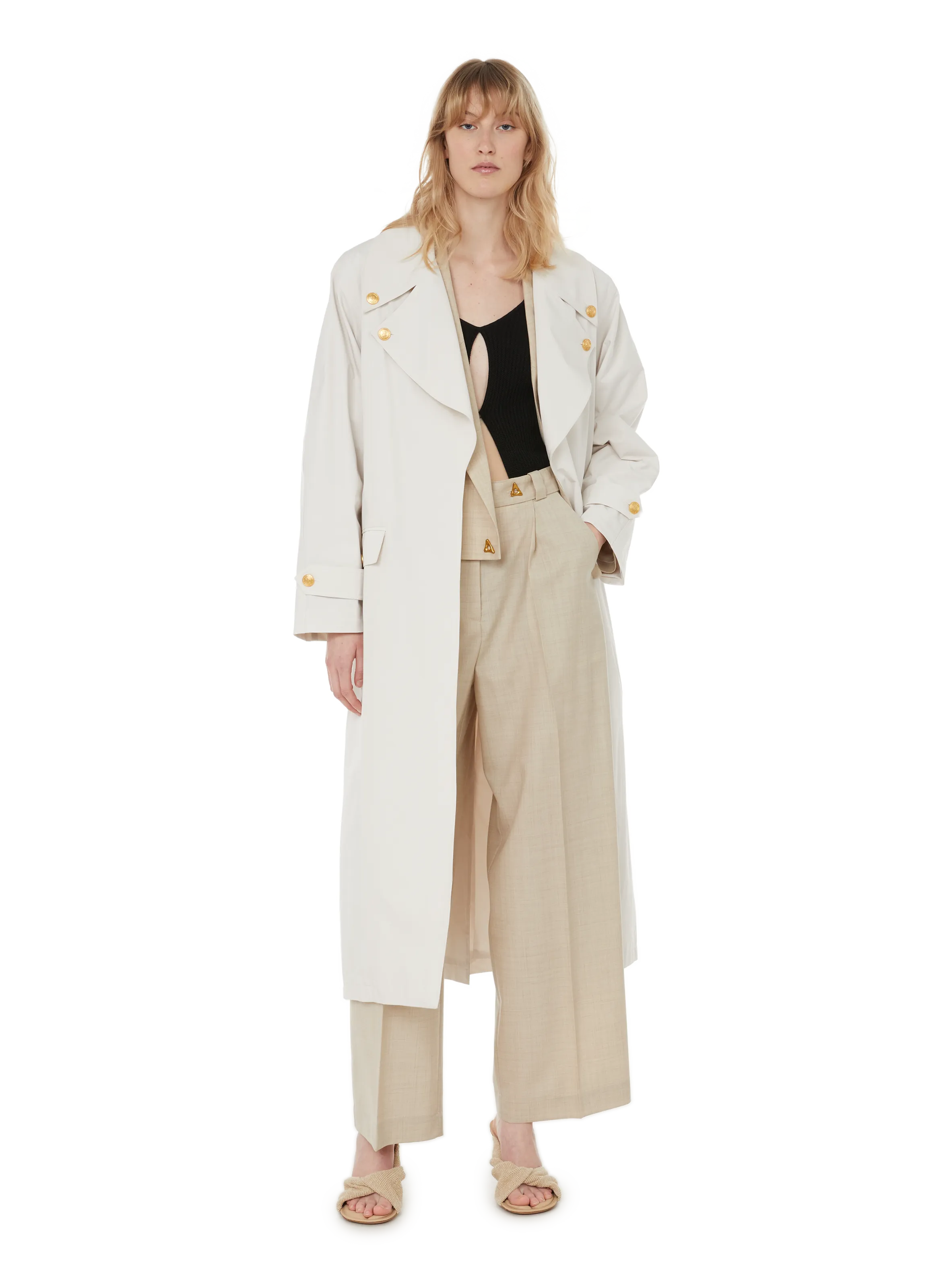 MYBESTFRIENDS  Trench coat Milana en coton mélangé - Blanc