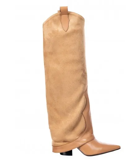 Nouveau bestseller en botte femme cuir & daim beige signée OSMOSE