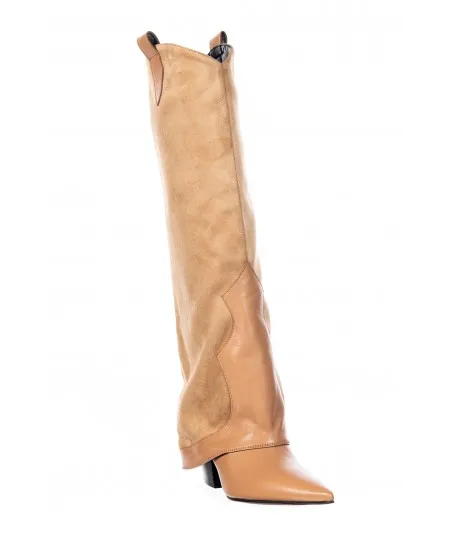 Nouveau bestseller en botte femme cuir & daim beige signée OSMOSE