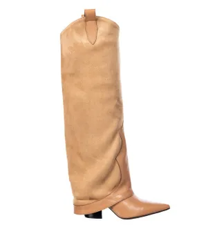 Nouveau bestseller en botte femme cuir & daim beige signée OSMOSE