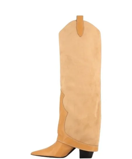 Nouveau bestseller en botte femme cuir & daim beige signée OSMOSE