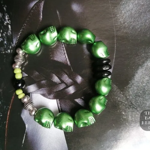 Original  bracelet !! skully !! vert t.18cm the bad rebel collection boho chic