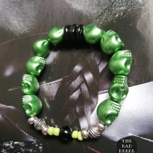 Original  bracelet !! skully !! vert t.18cm the bad rebel collection boho chic