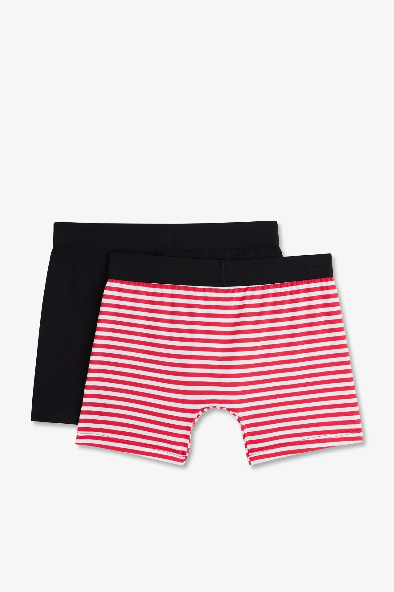 Pack de 2 boxers blanc rayures rouge et uni bleu foncé