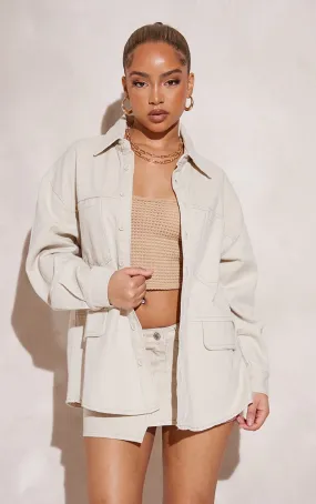 Petite Veste en jean oversize gris pierre à poches