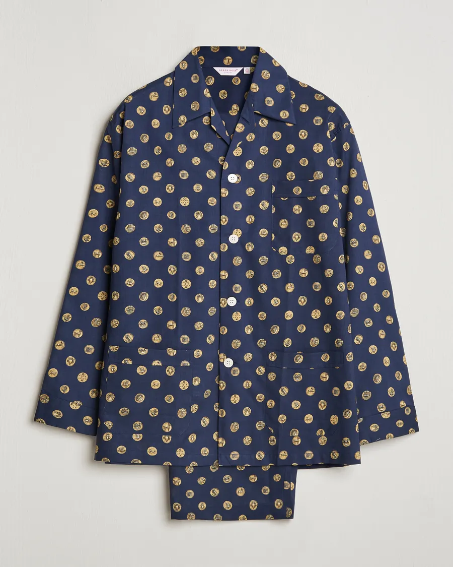 Printed Cotton Pyjama Set Navy