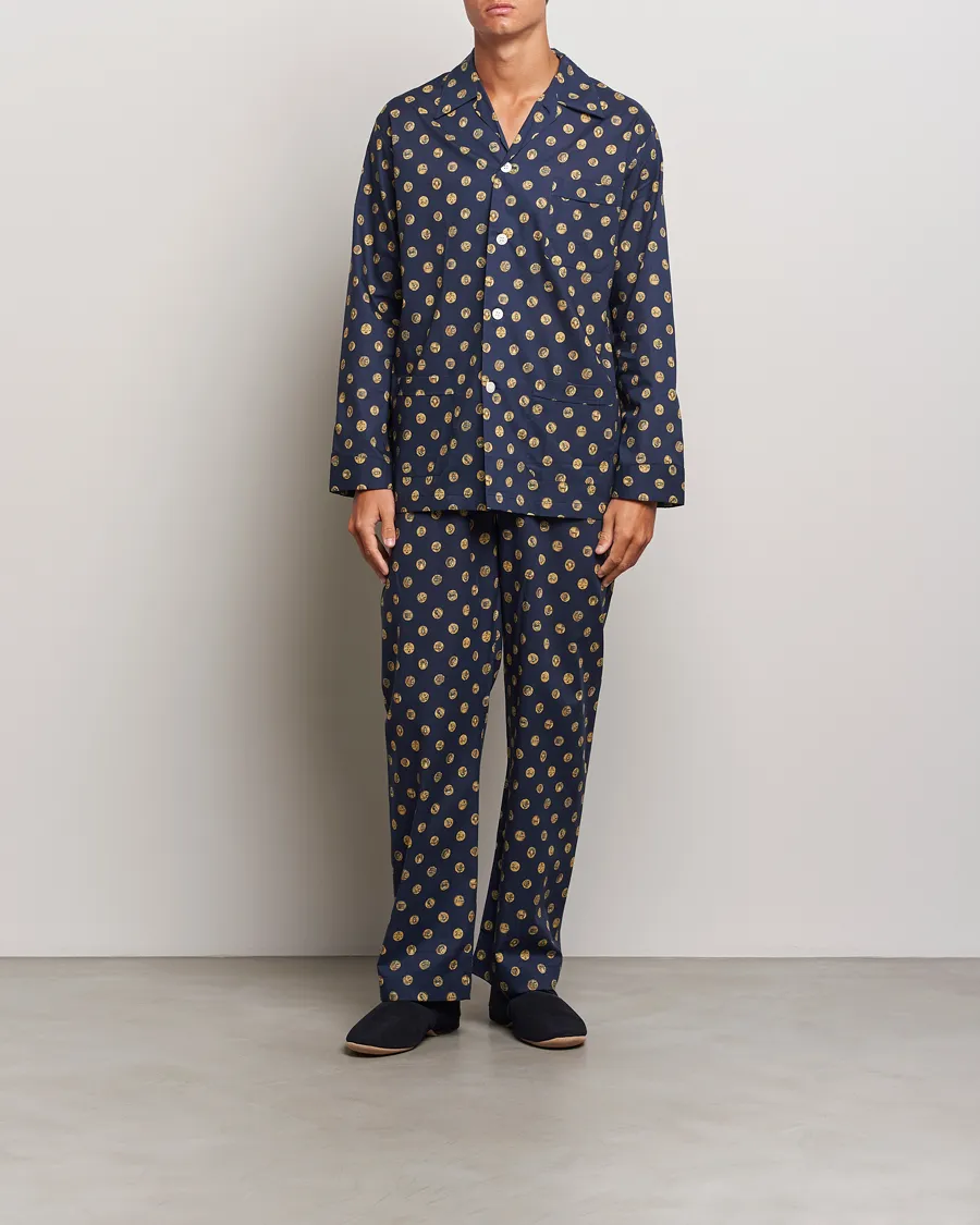 Printed Cotton Pyjama Set Navy