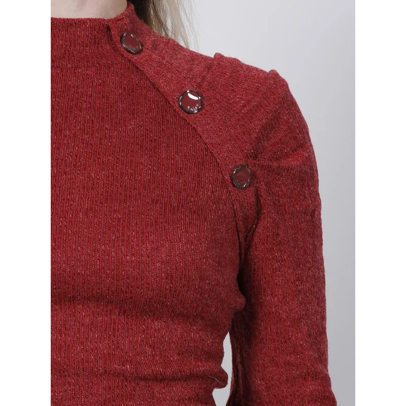 Pull boutonné austria bordeaux femme - Salsa | wimod