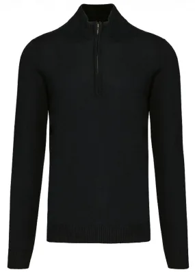 Pull col zippé pour homme - K970 - noir 