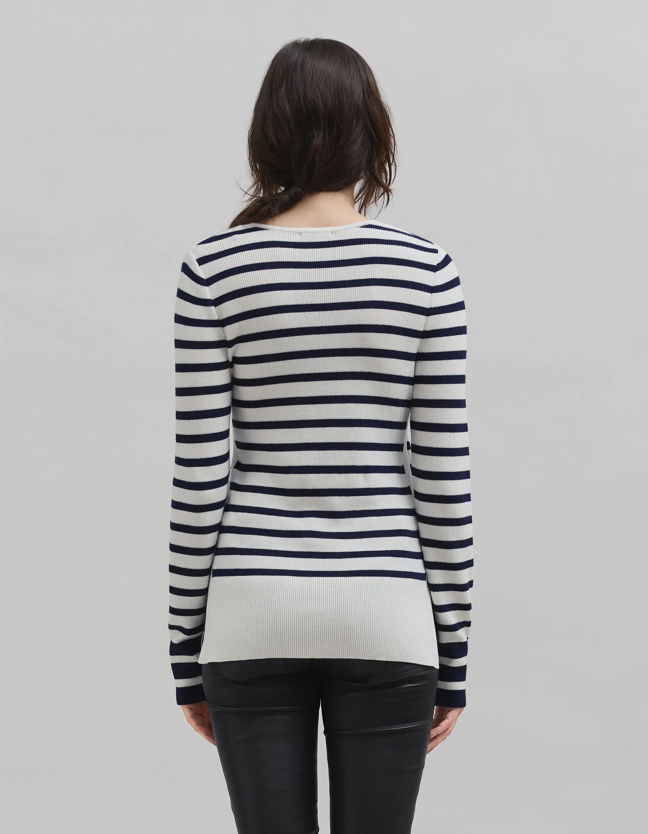 Pull marinière tricot avec badge Femme