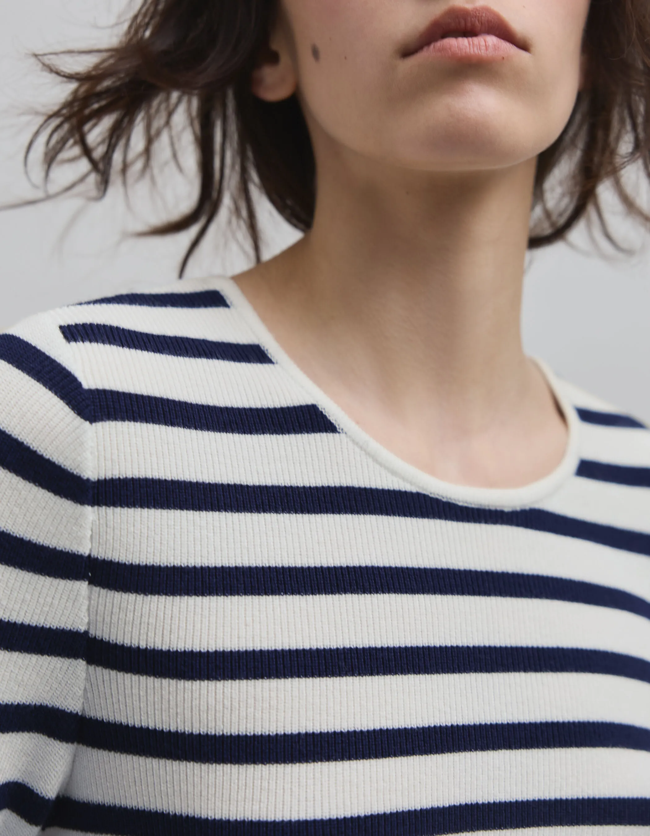 Pull marinière tricot avec badge Femme