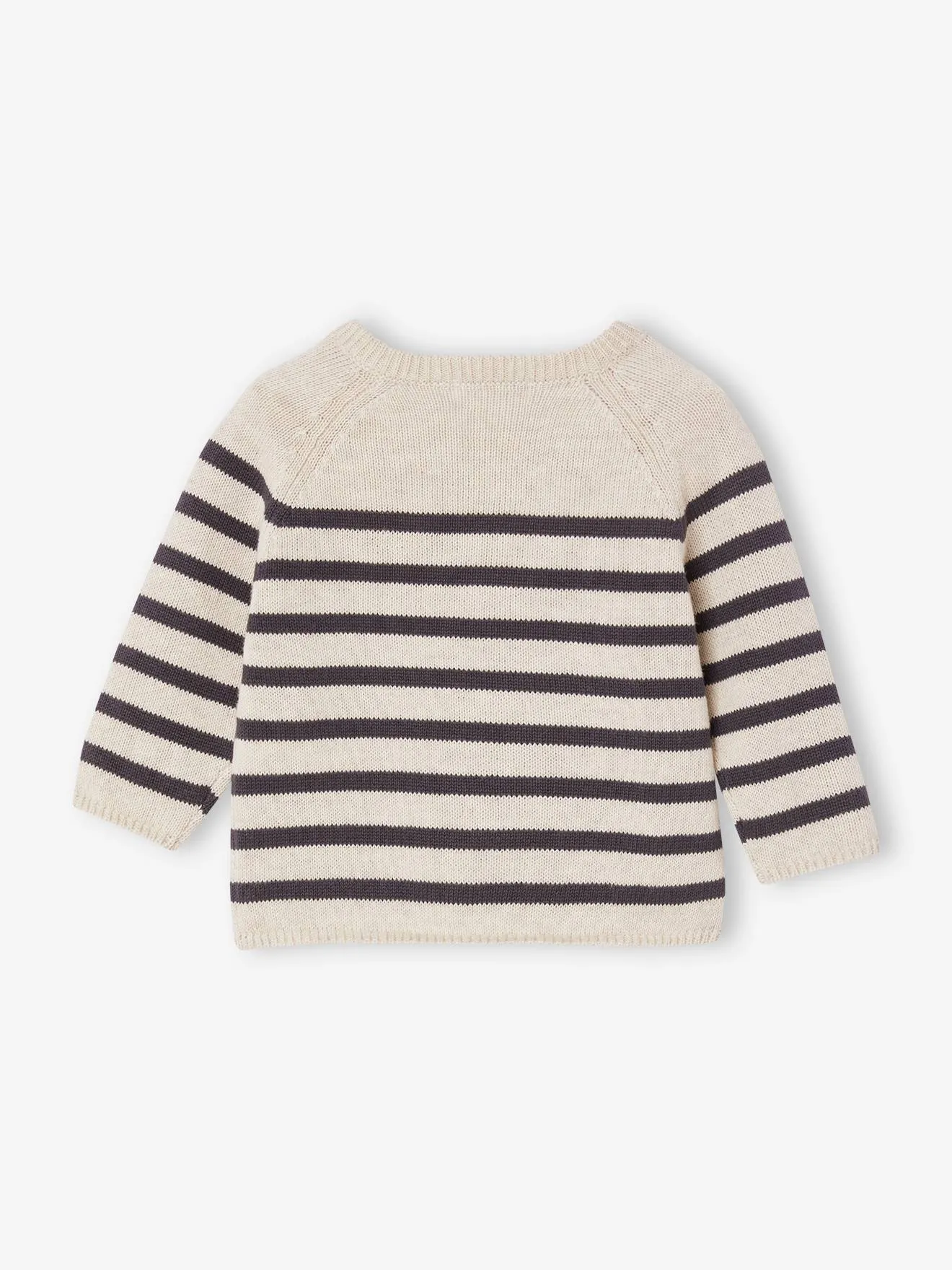 Pull marinière bébé en coton beige chiné - Vertbaudet