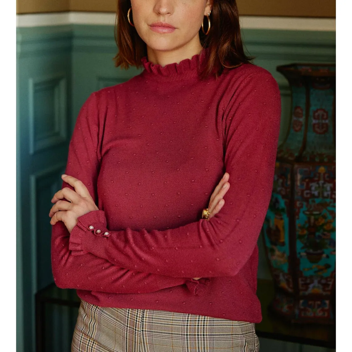 Pull SOLFERINOS - Framboise en viscose | 3 Suisses