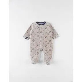 Pyjama 1 pièce imprimé lion en velours beige - Noukies