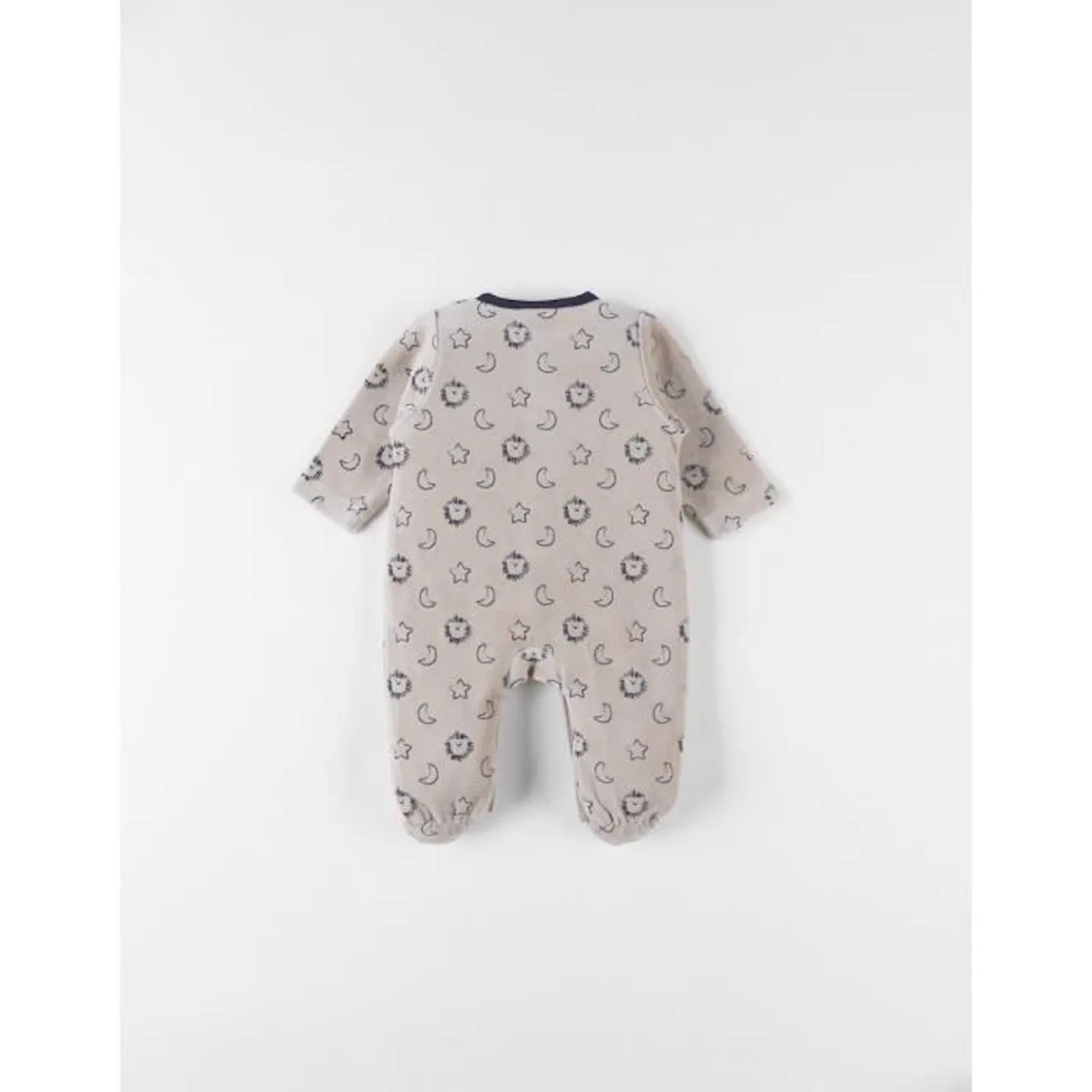 Pyjama 1 pièce imprimé lion en velours beige - Noukies