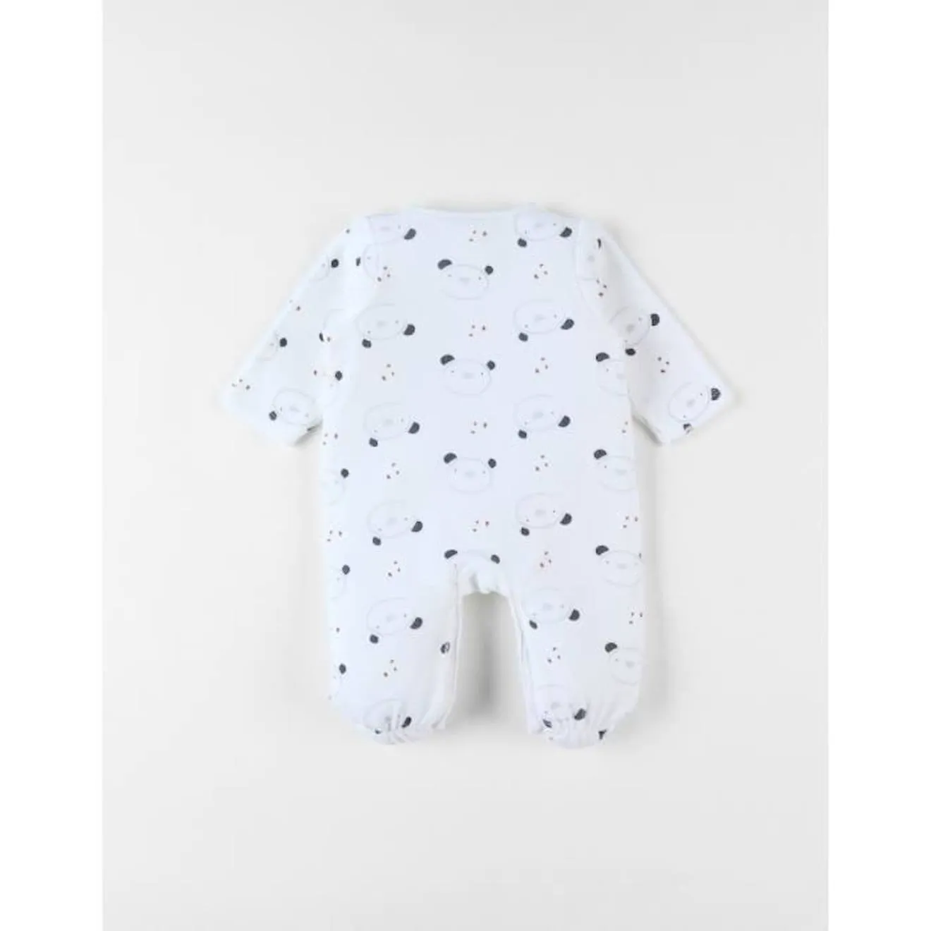 Pyjama 1 pièce imprimé ours en velours blanc - Noukies