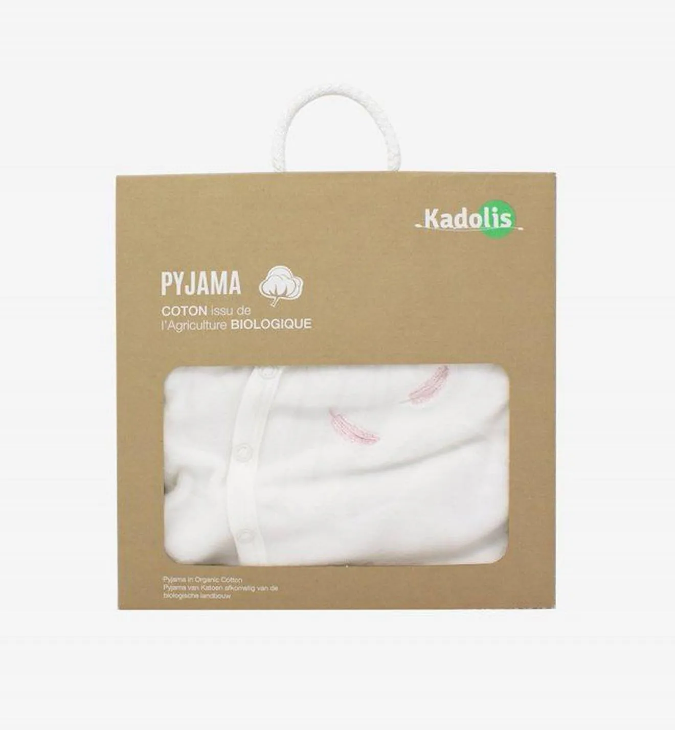 Pyjama bébé en Coton Bio à motifs plumes colorées gris - Kadolis