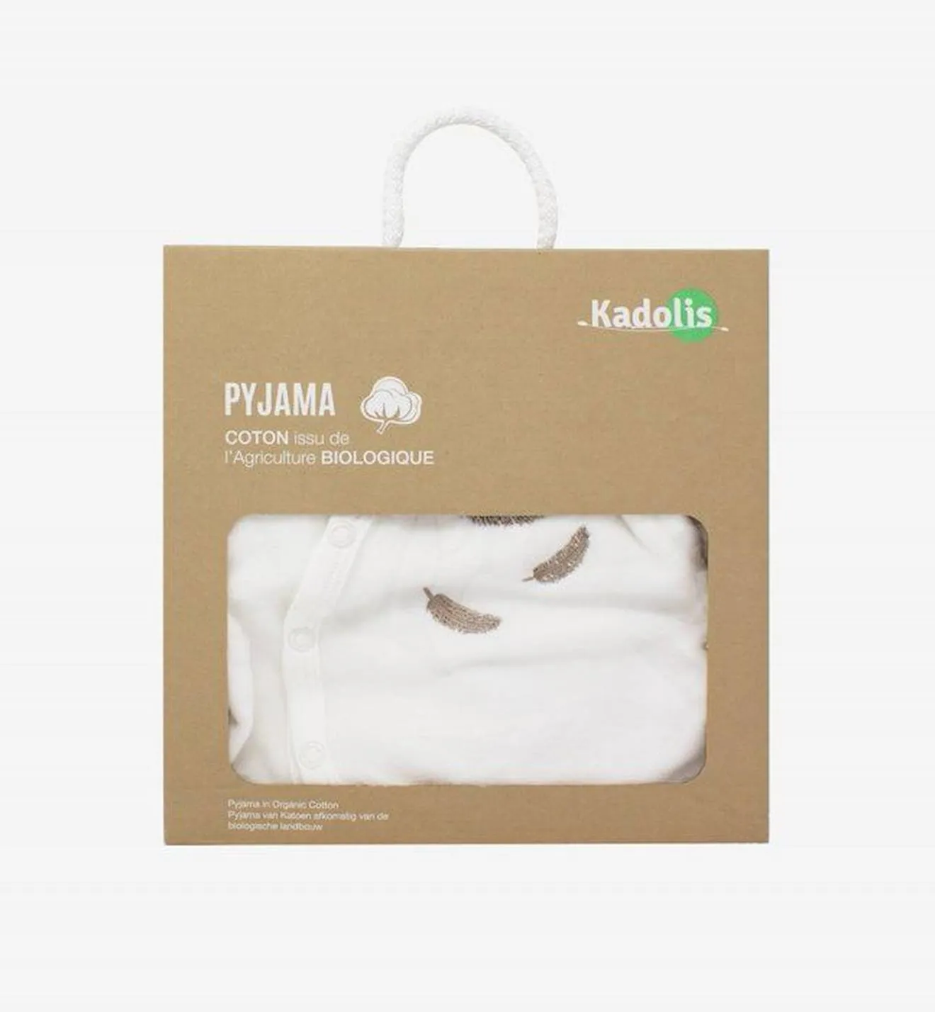 Pyjama bébé en Coton Bio à motifs plumes colorées gris - Kadolis