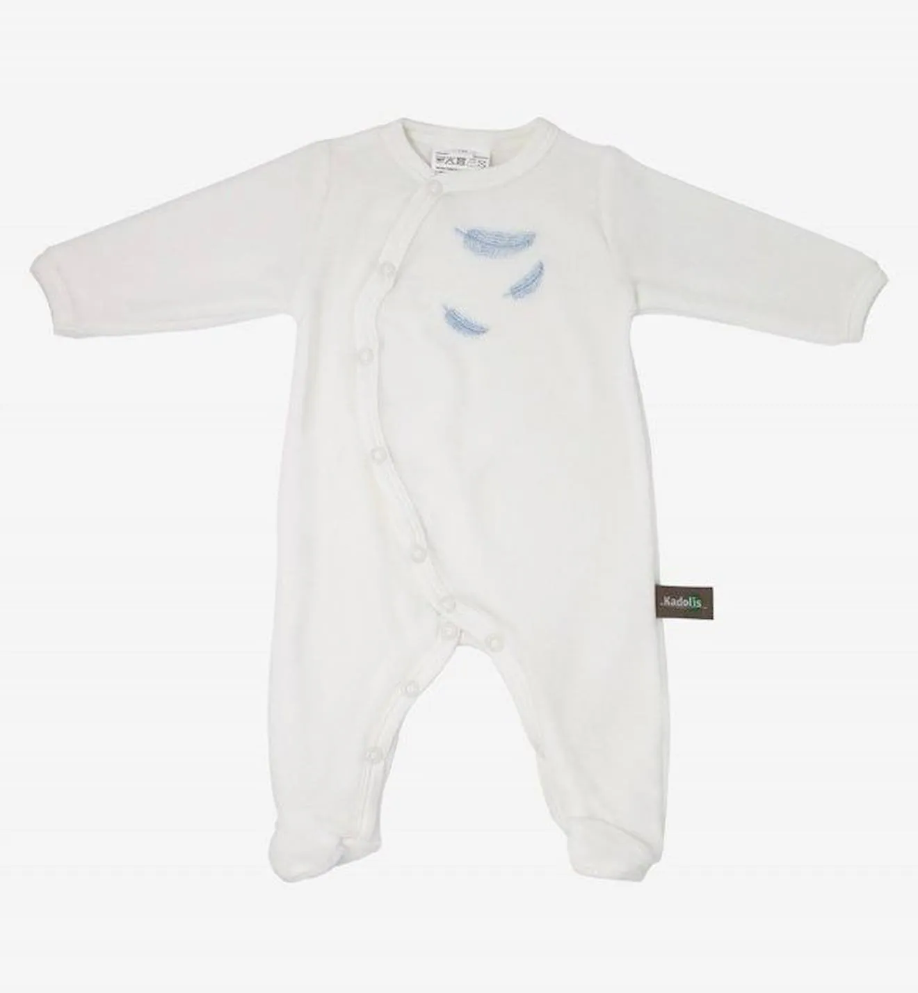 Pyjama bébé en Coton Bio à motifs plumes colorées gris - Kadolis