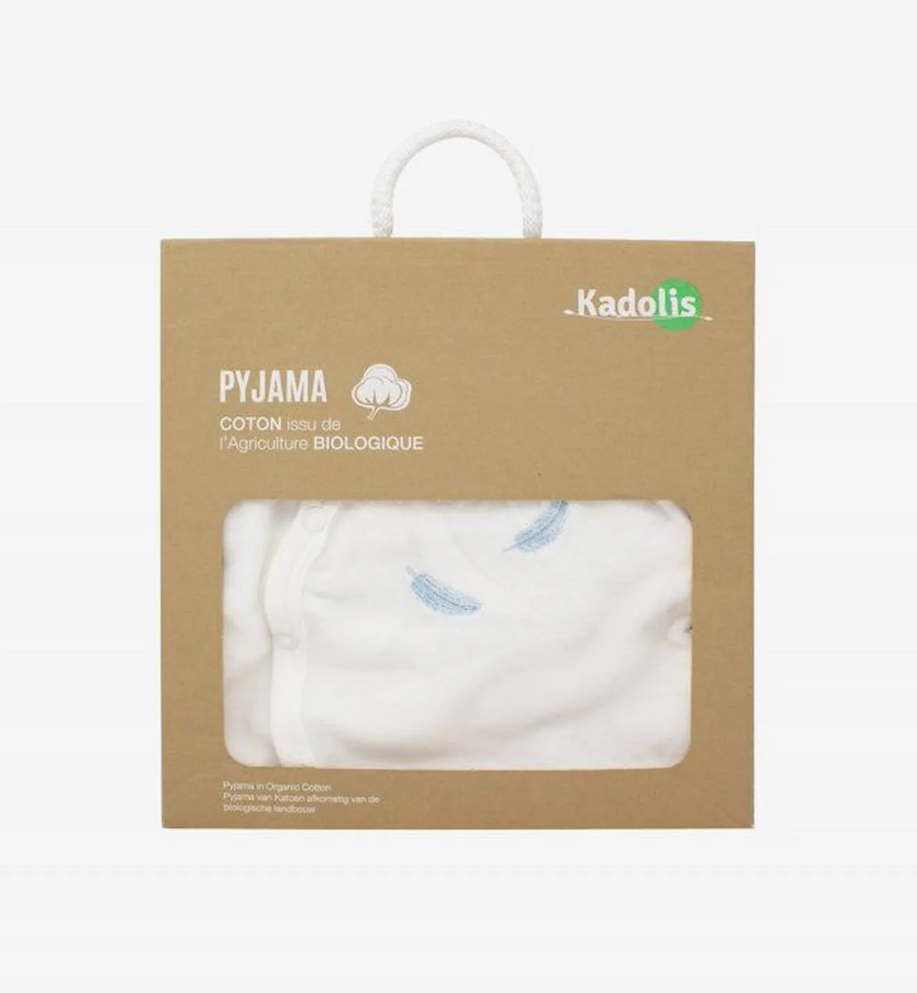 Pyjama bébé en Coton Bio à motifs plumes colorées gris - Kadolis