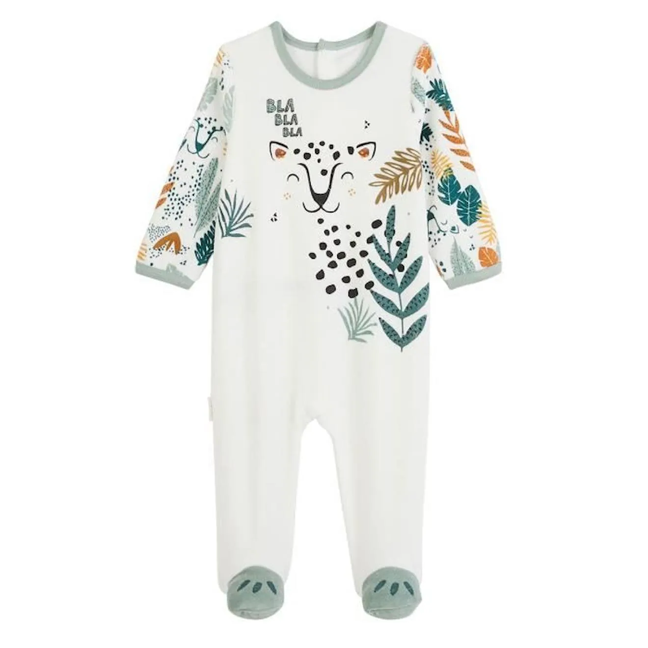 Pyjama bébé en velours Petit Bavard blanc - Petit Beguin