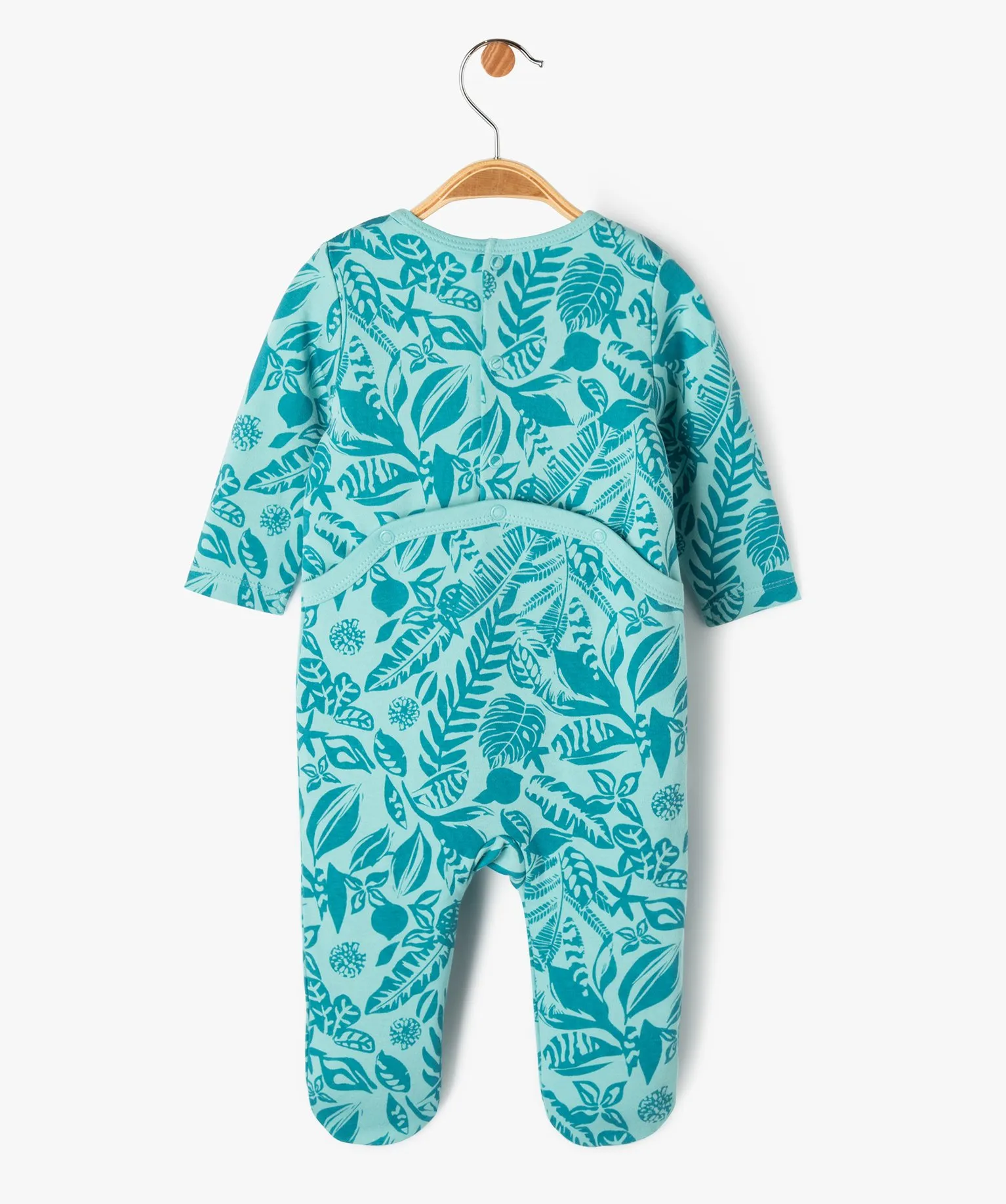 pyjama dors-bien avec motifs exotiques et message bebe bleu